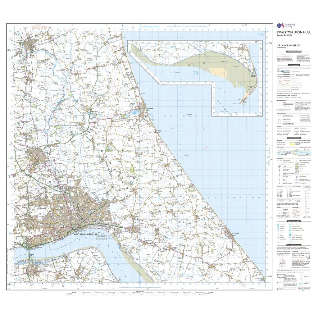 Landranger 107 Kingston upon Hull, Beverley & Driffield Map With Digital Version