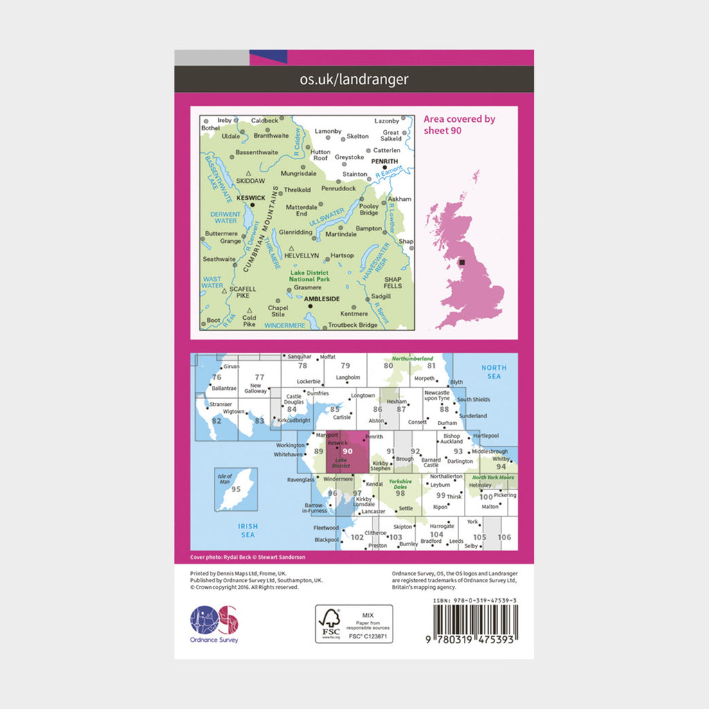 Landranger Active 90 Penrith, Keswick & Ambleside Map With Digital Version