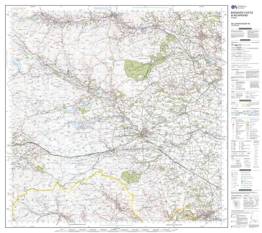 Landranger Active 92 Barnard Castle and surrounding area Map With Digital Version