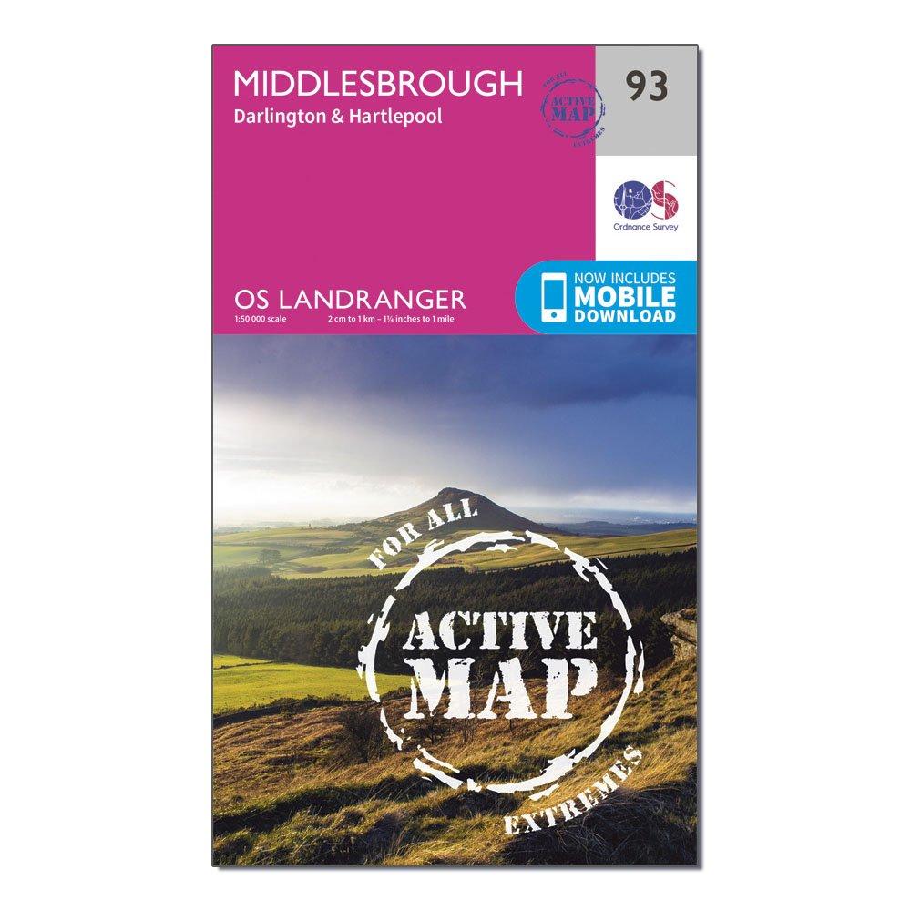 Landranger Active 93 Middlesbrough, Darlington & Hartlepool Map With Digital Version