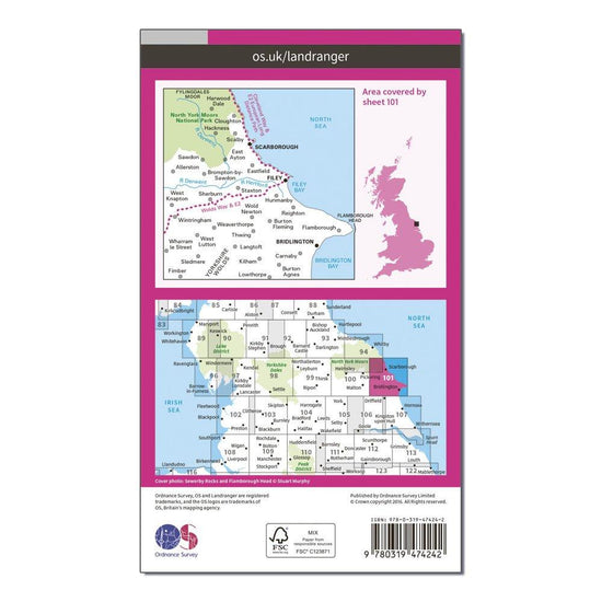 Landranger Active 101 Scarborough, Bridlington & Filey Map With Digital Version