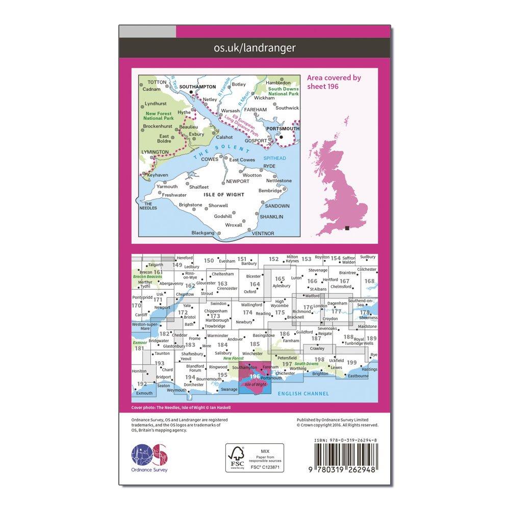 Landranger 196 The Solent & the Isle of Wight, Southampton & Portsmouth Map With Digital Version