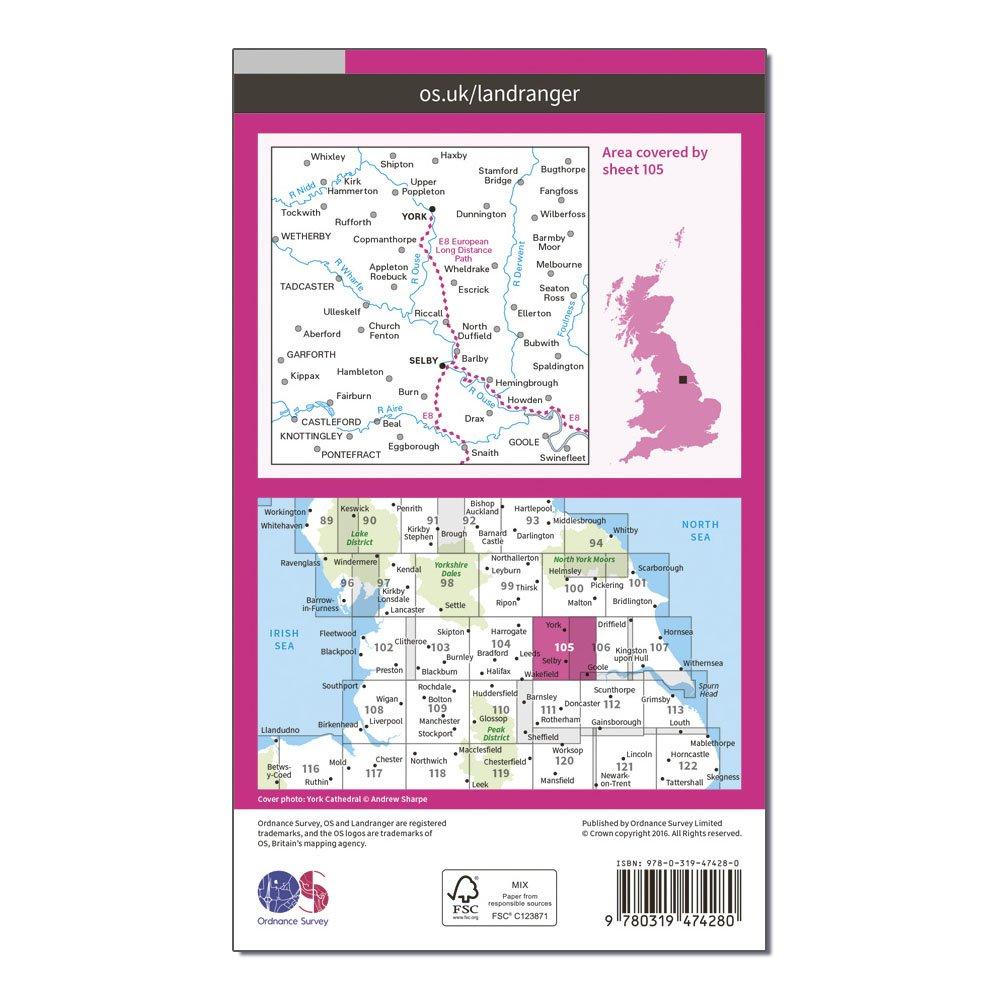 Landranger Active 105 York & Selby Map With Digital Version