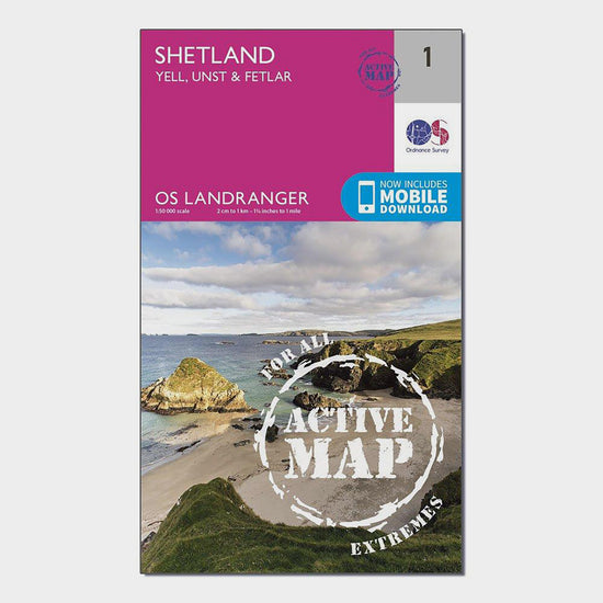 Landranger Active 1 - Shetland  Yell, Unst and Fetlar Map With Digital Version