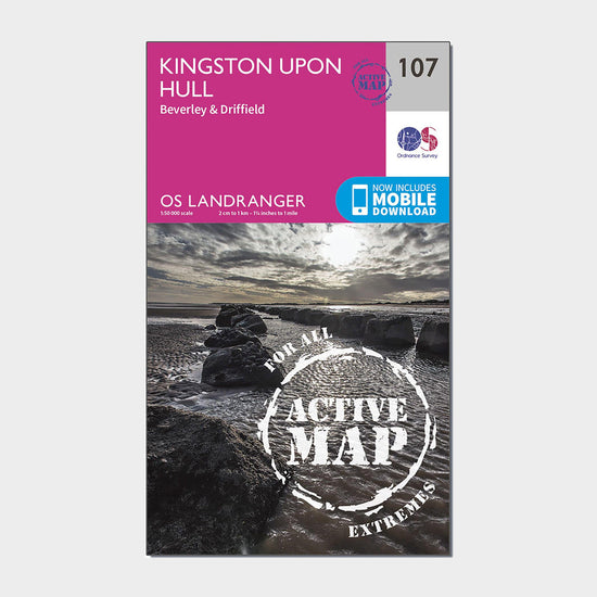 Landranger Active 107 Kingston upon Hull, Beverley & Driffield Map With Digital Version