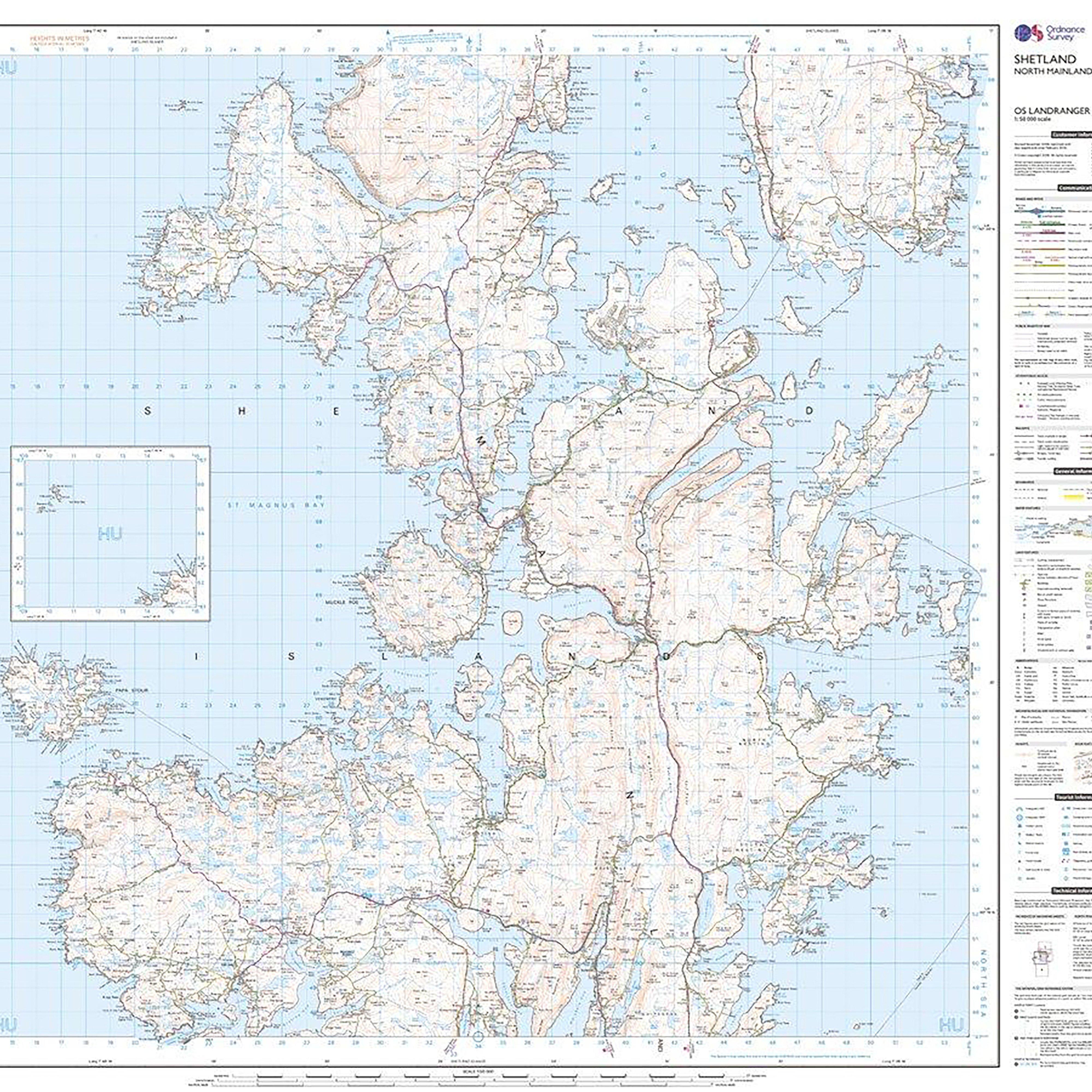 Landranger Active 3 Shetland  Sullom Voe & Whalsay Map With Digital Version