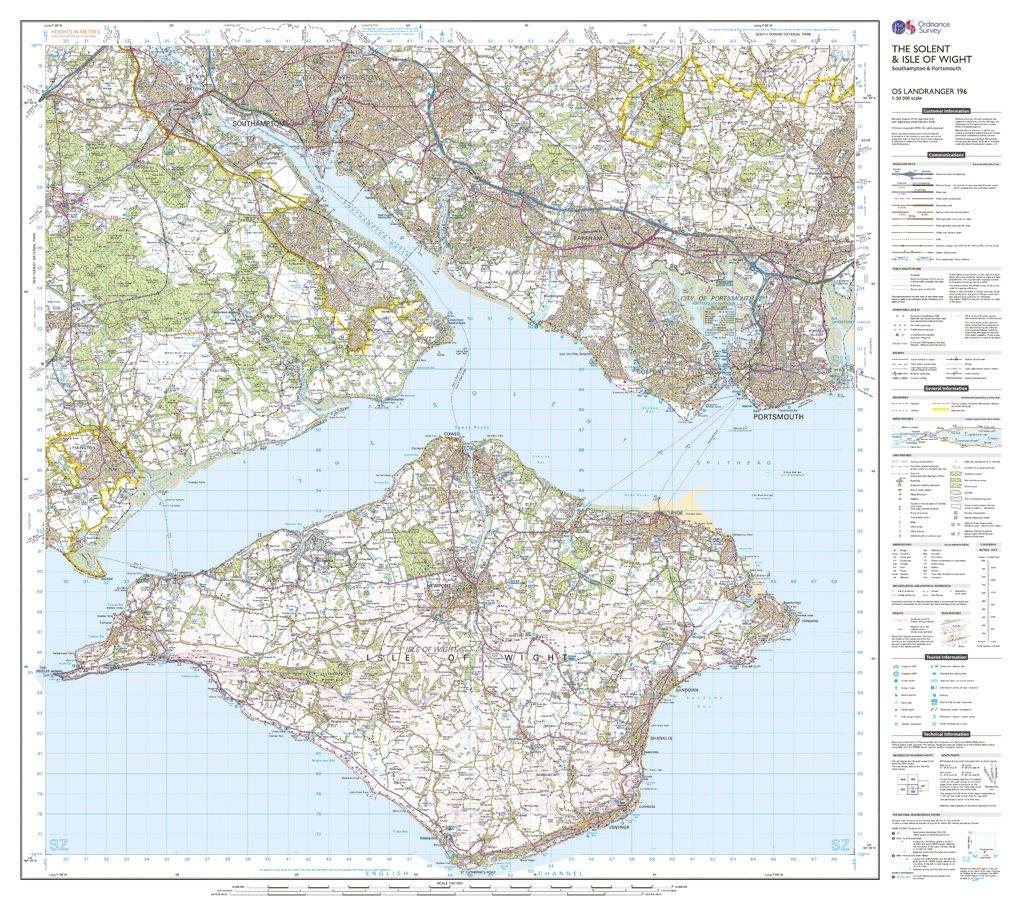 Landranger Active 196 The Solent & the Isle of Wight, Southampton & Portsmouth Map With Digital Version