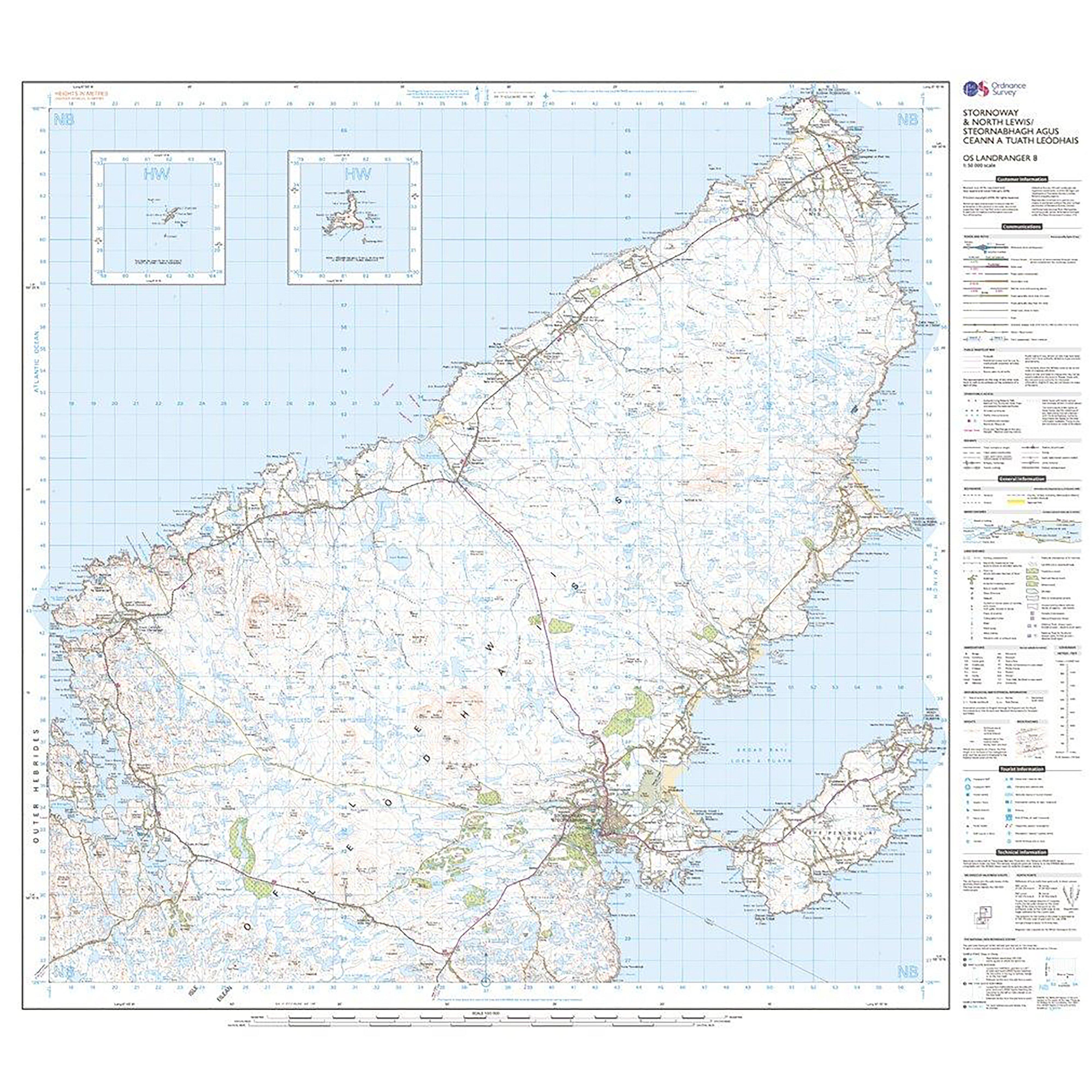 Landranger Active 8 Stornoway & North Lewis Map With Digital Version