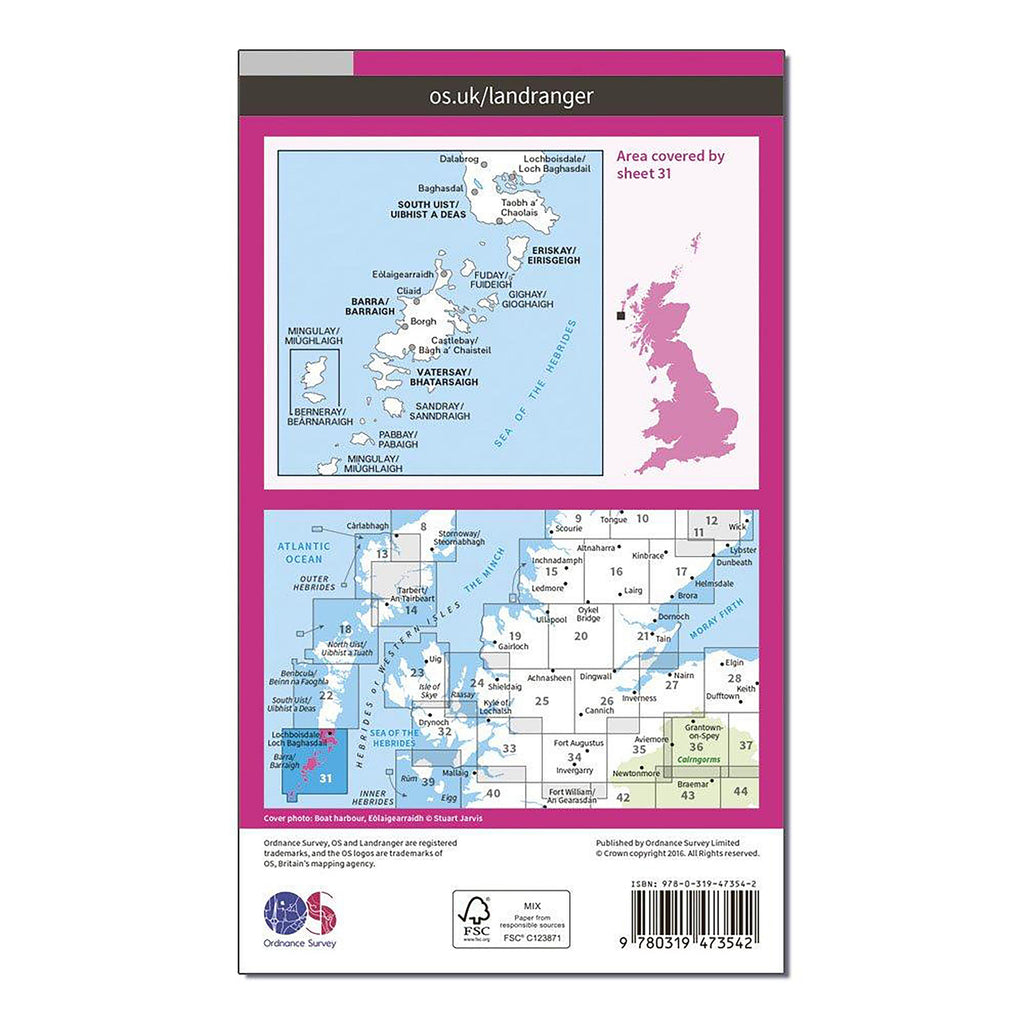 Landranger Active 31 Barra & South Uist, Vatersay & Eriskay Map With Digital Version