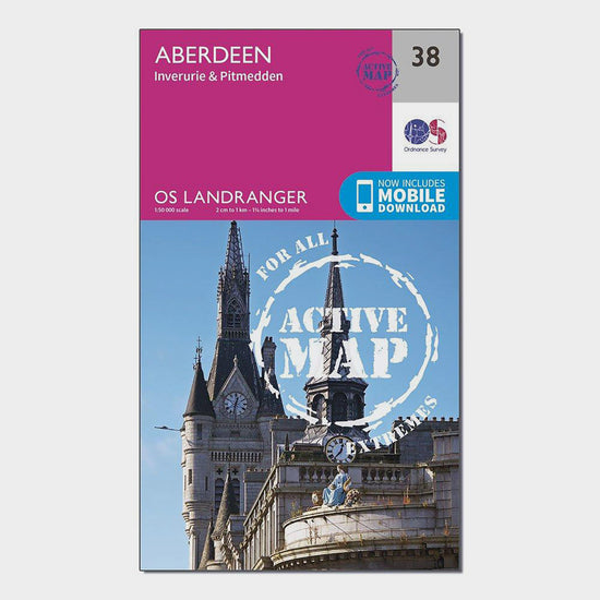 Landranger Active 38 Aberdeen, Inverurie & Pitmedden Map With Digital Version