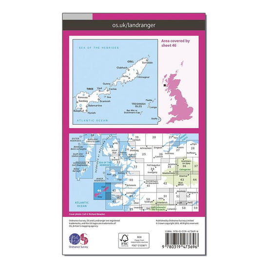 Landranger Active 46 Coll & Tiree Map With Digital Version