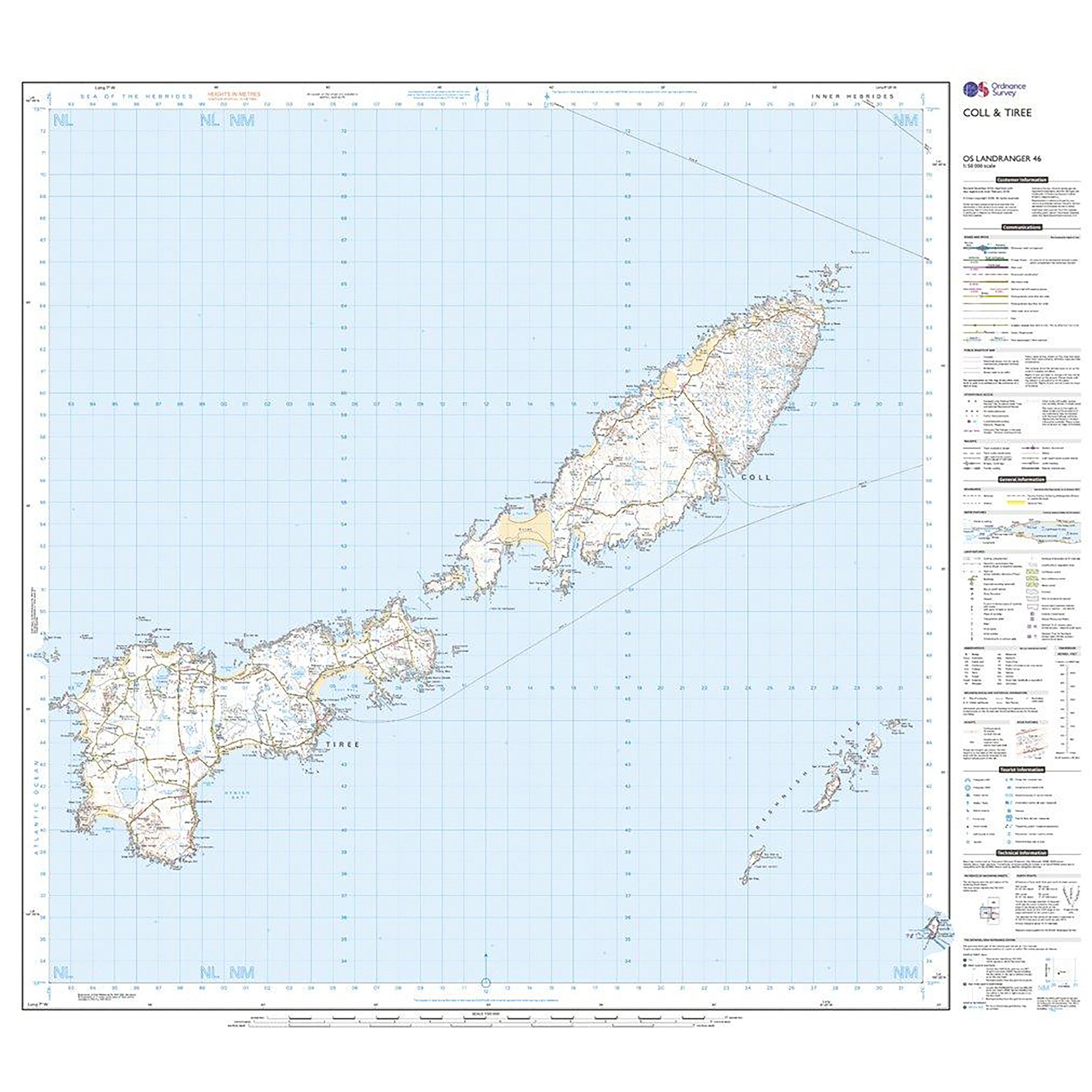Landranger Active 46 Coll & Tiree Map With Digital Version