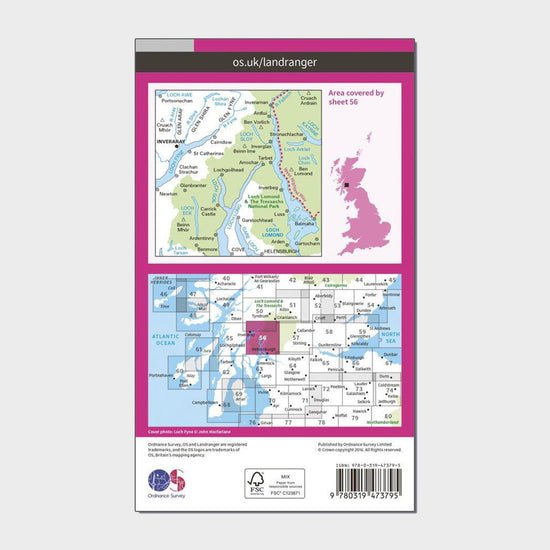 Landranger Active 56 Loch Lomond & Inveraray Map With Digital Version