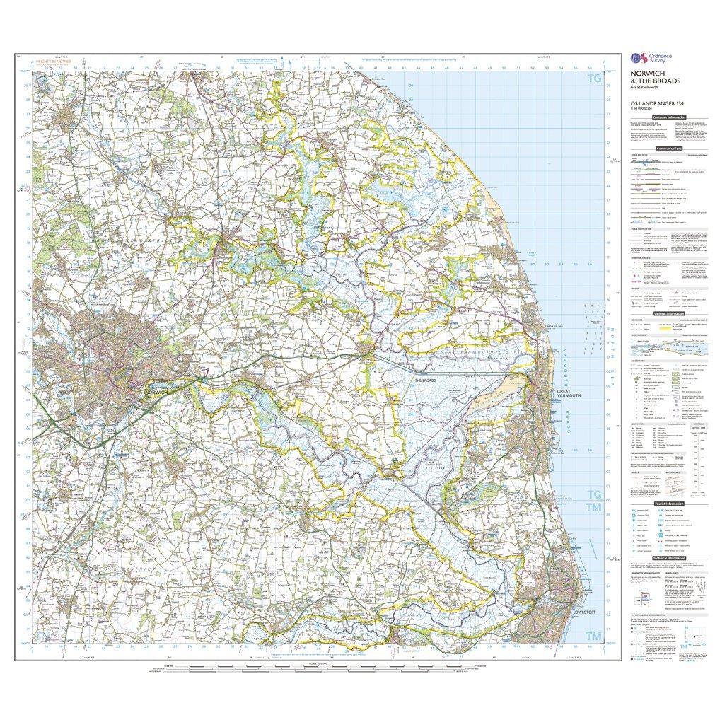 Landranger Active 134 Norwich & The Broads, Great Yarmouth Map With Digital Version