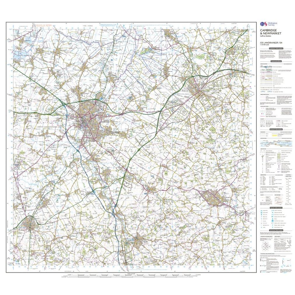 Landranger 154 Cambridge & Newmarket, Saffron Walden Map With Digital Version