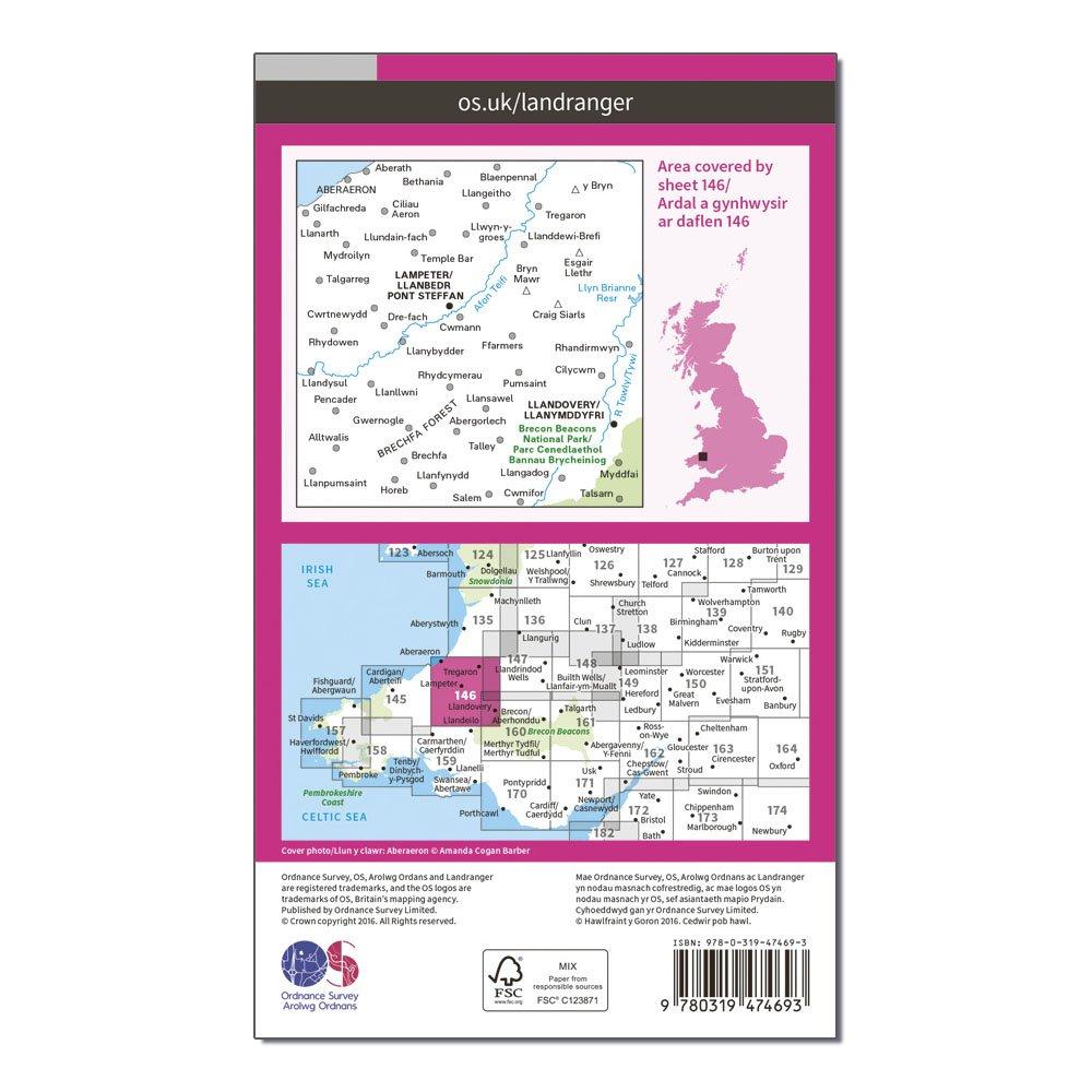 Landranger Active 146 Lampeter & Llandovery Map With Digital Version