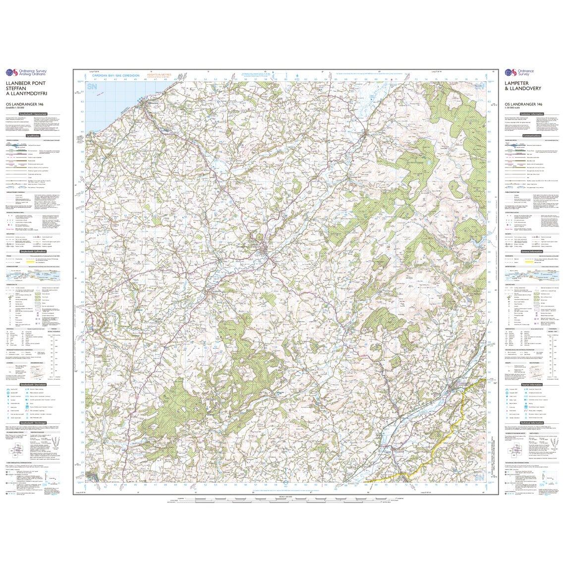 Landranger Active 146 Lampeter & Llandovery Map With Digital Version