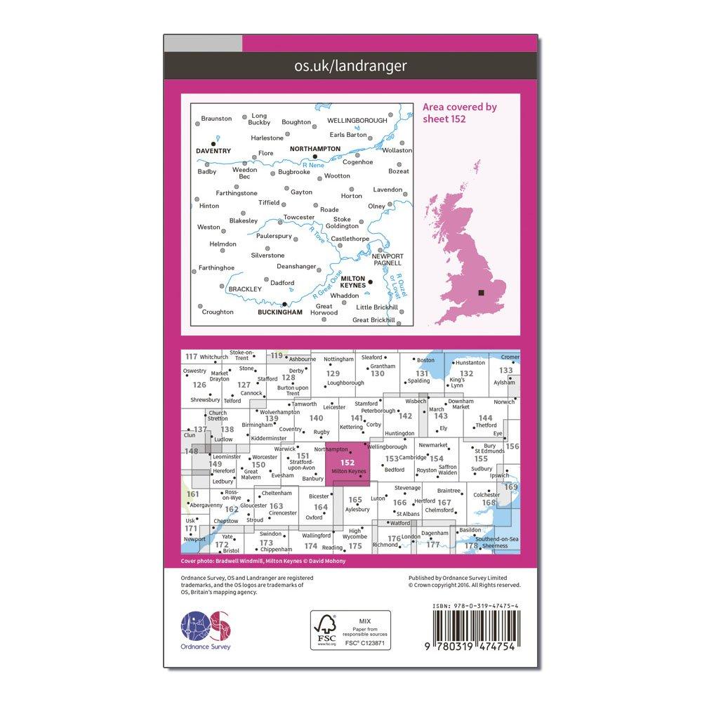 Landranger Active 152 Northampton, Milton Keynes, Buckingham & Daventry Map With Digital Version