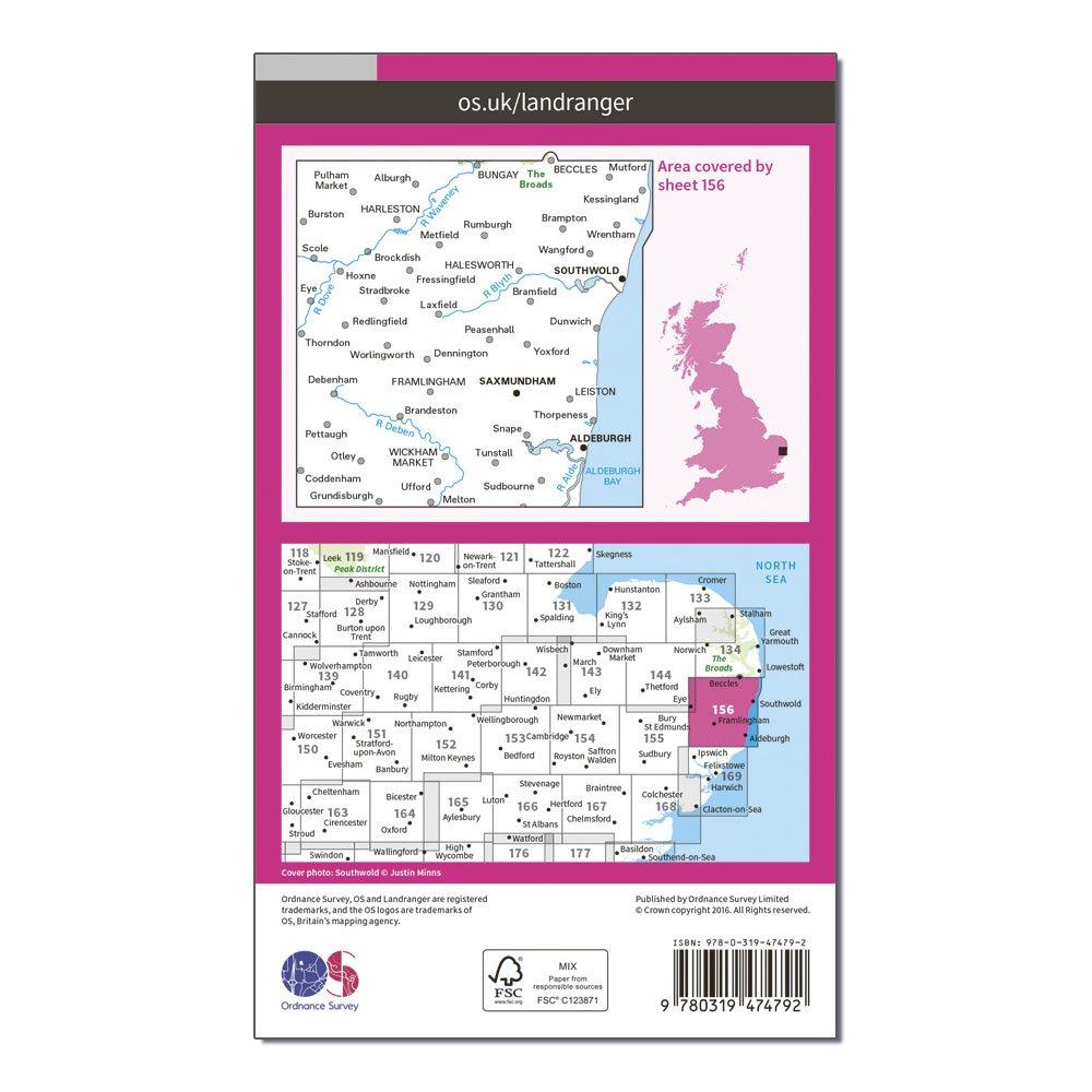 Landranger Active 156 Saxmundham, Aldeburgh & Southwold Map With Digital Version