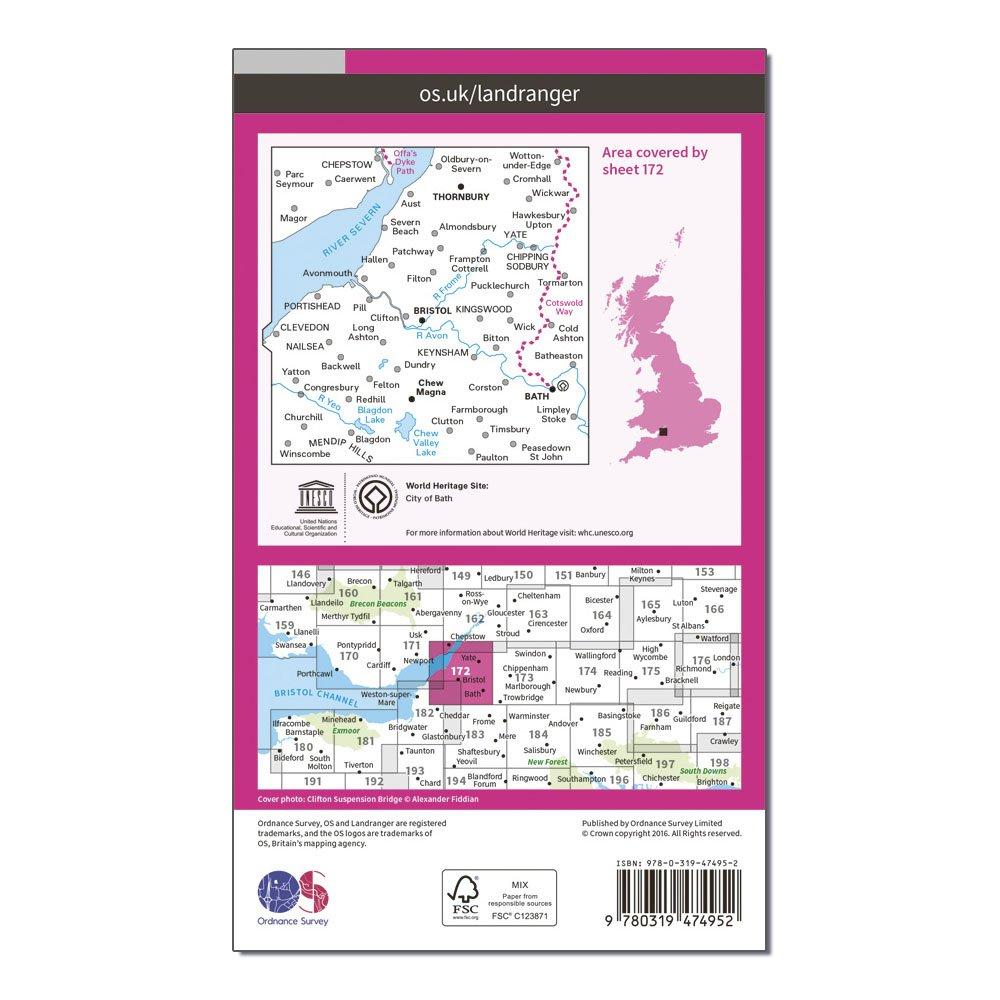 Landranger Active 172 Bristol & Bath, Thornbury & Chew Magna Map With Digital Version
