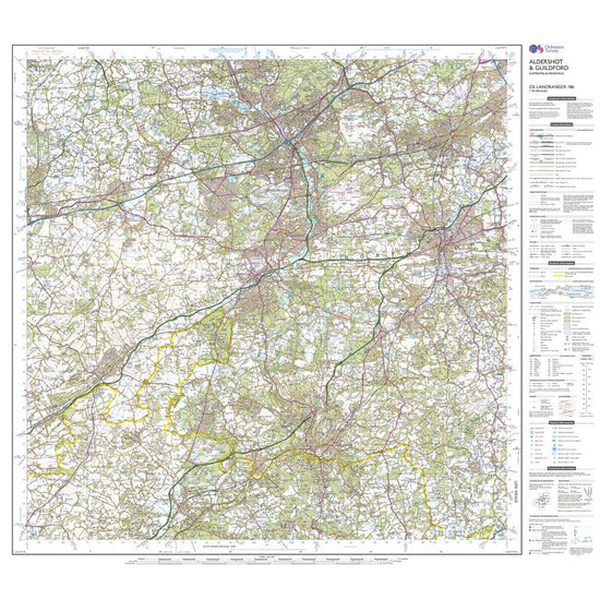 Landranger Active 186 Aldershot & Guildford, Camberley & Haslemere Map With Digital Version