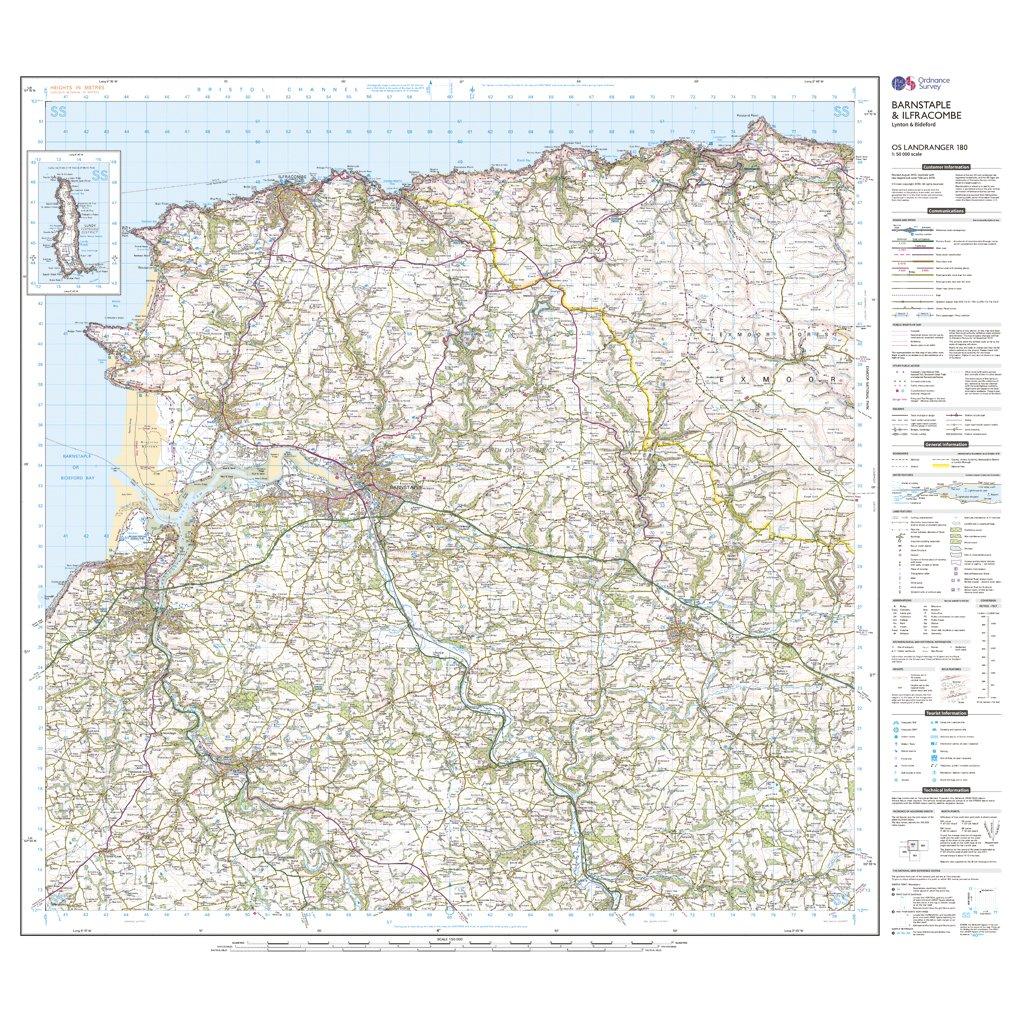 Landranger Active 180 Barnstaple & Ilfracombe, Lynton & Bideford Map With Digital Version