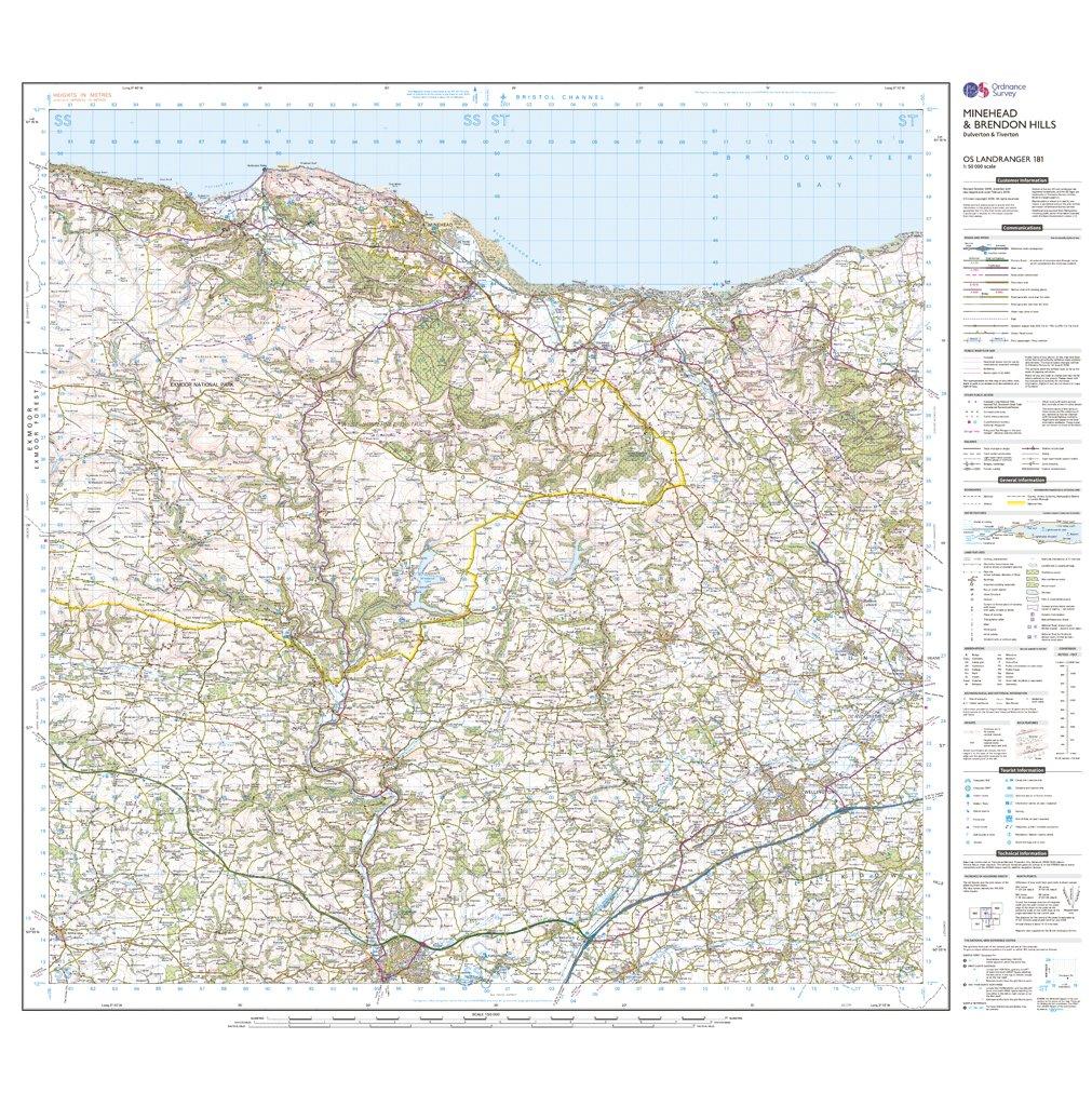 Landranger Active 181 Minehead & Brendon Hills, Dulverton & Tiverton Map With Digital Version