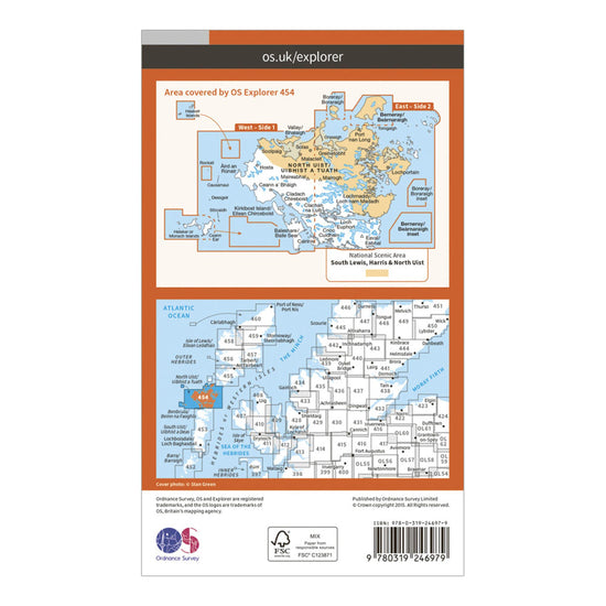 Explorer 454 North Uist & Berneray Map With Digital Version
