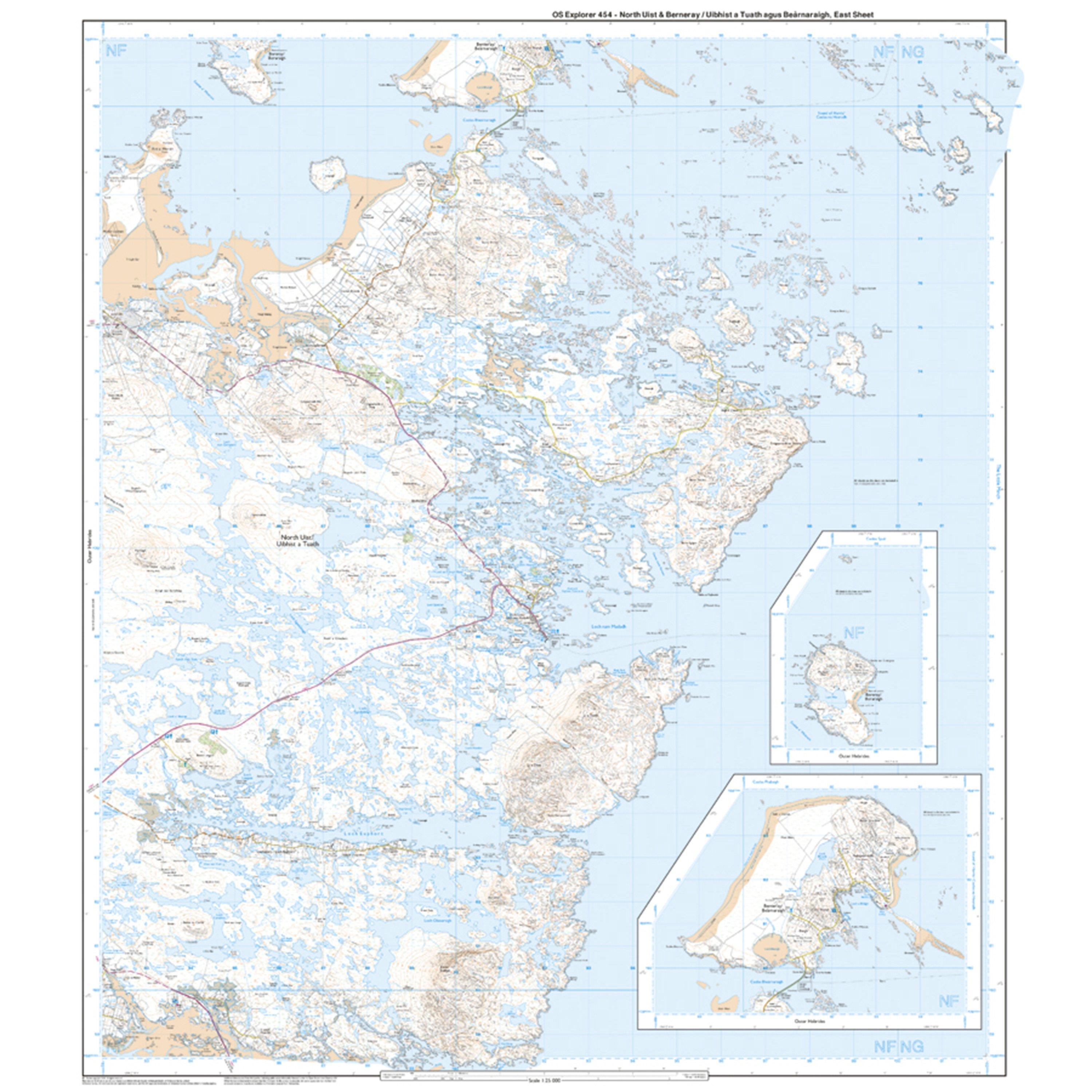 Explorer 454 North Uist & Berneray Map With Digital Version