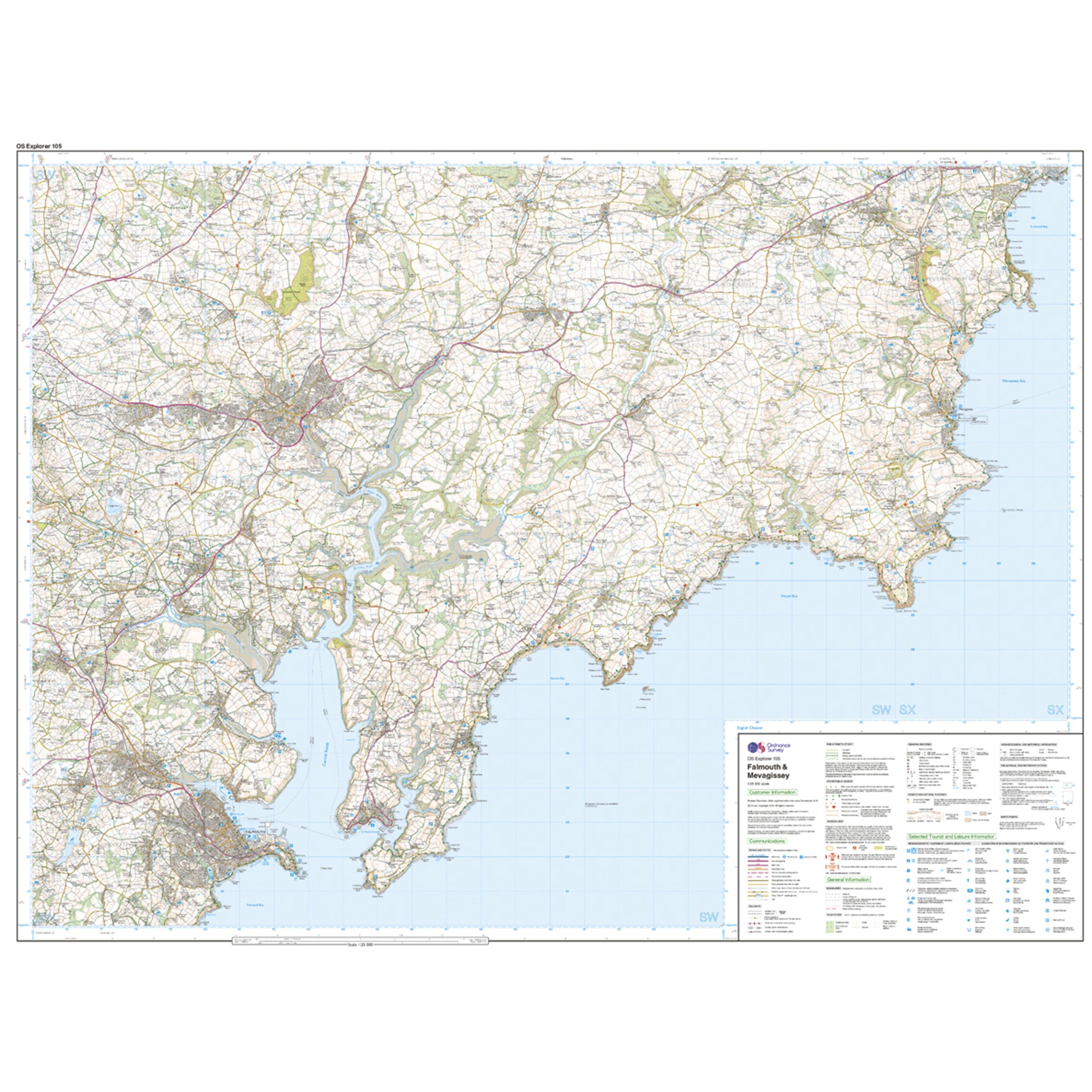 Explorer 105 Falmouth & Mevagissey Map With Digital Version