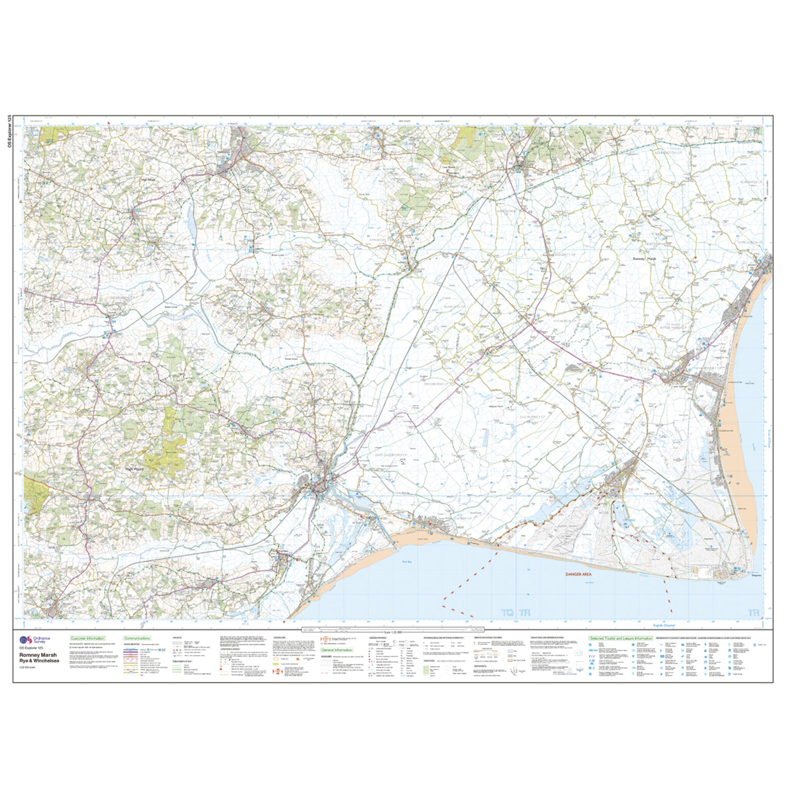 Explorer 125 Romney Marsh, Rye & Winchelsea Map With Digital Version
