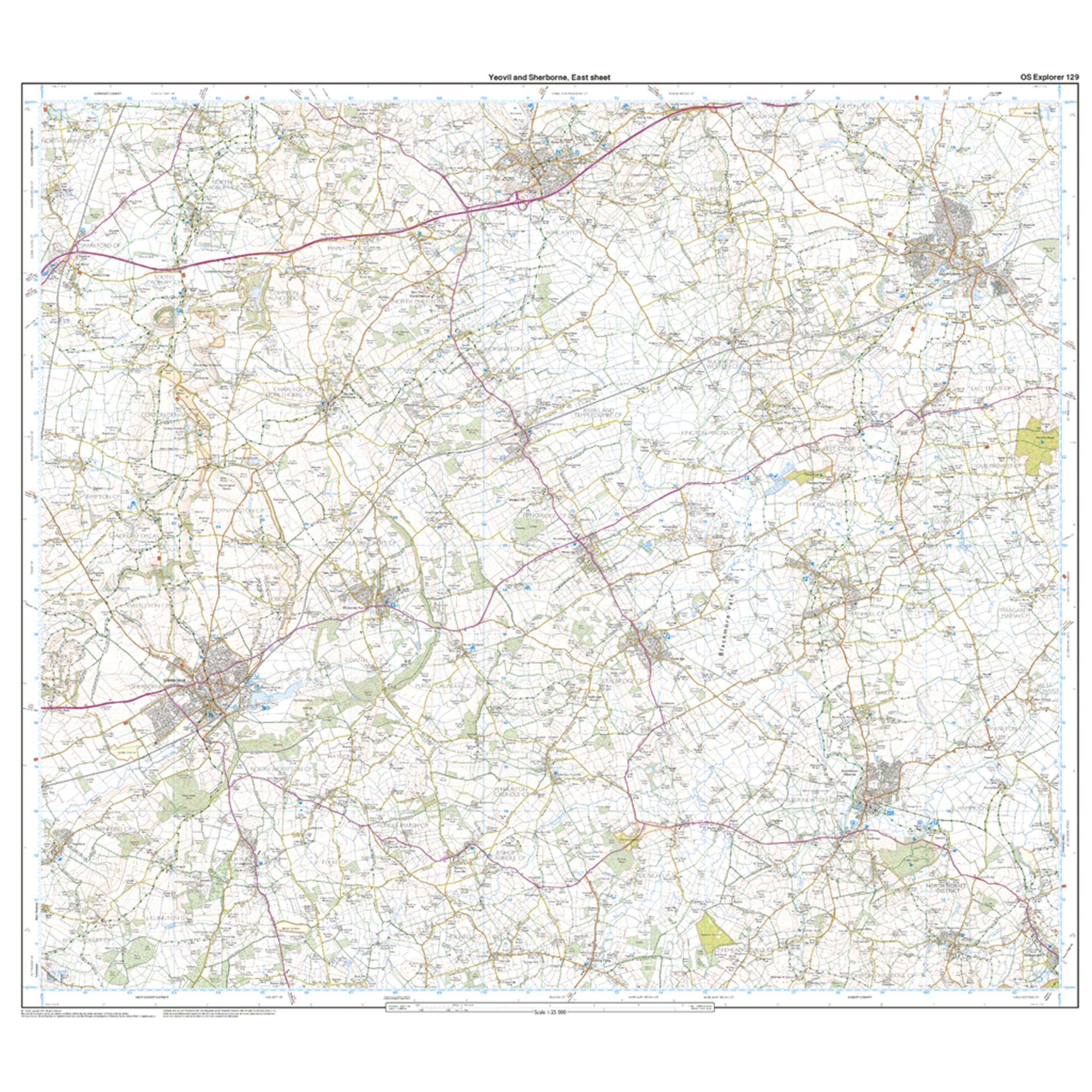 Explorer 129 Yeovil & Sherborne Map With Digital Version