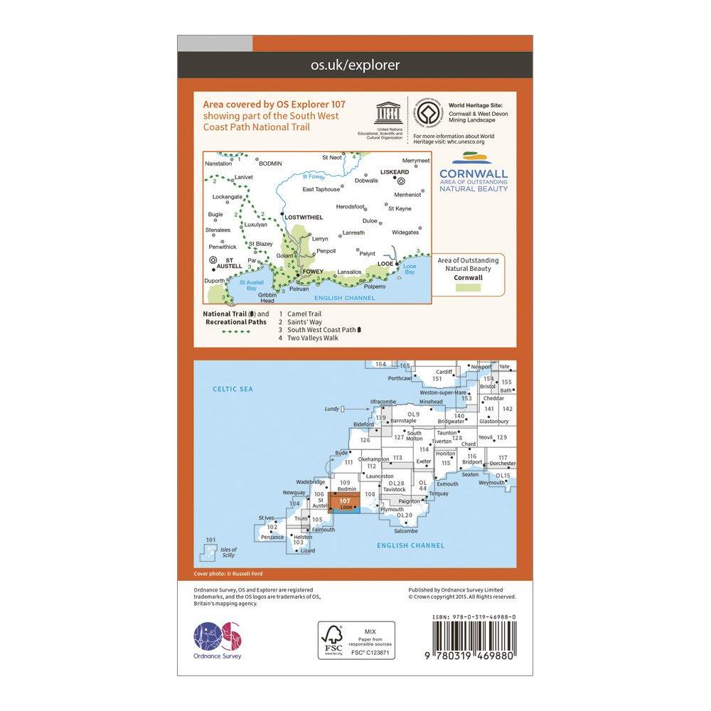 Explorer Active 107 St Austell & Liskeard Map With Digital Version