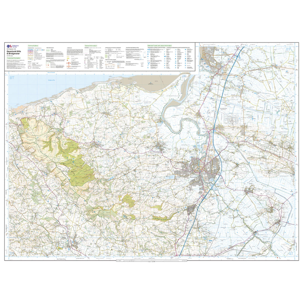 Explorer 140 Quantock Hills & Bridgwater Map With Digital Version