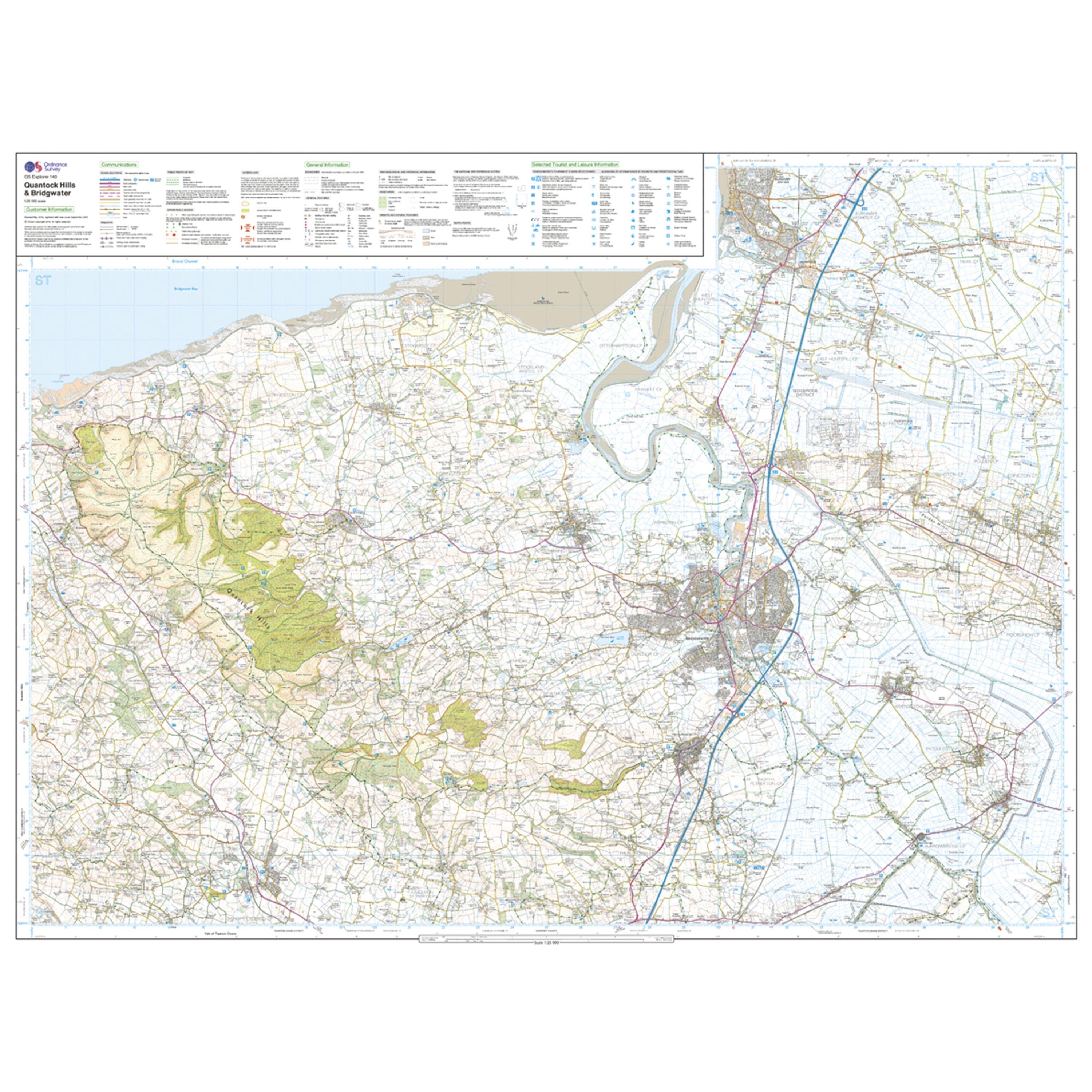 Explorer 140 Quantock Hills & Bridgwater Map With Digital Version