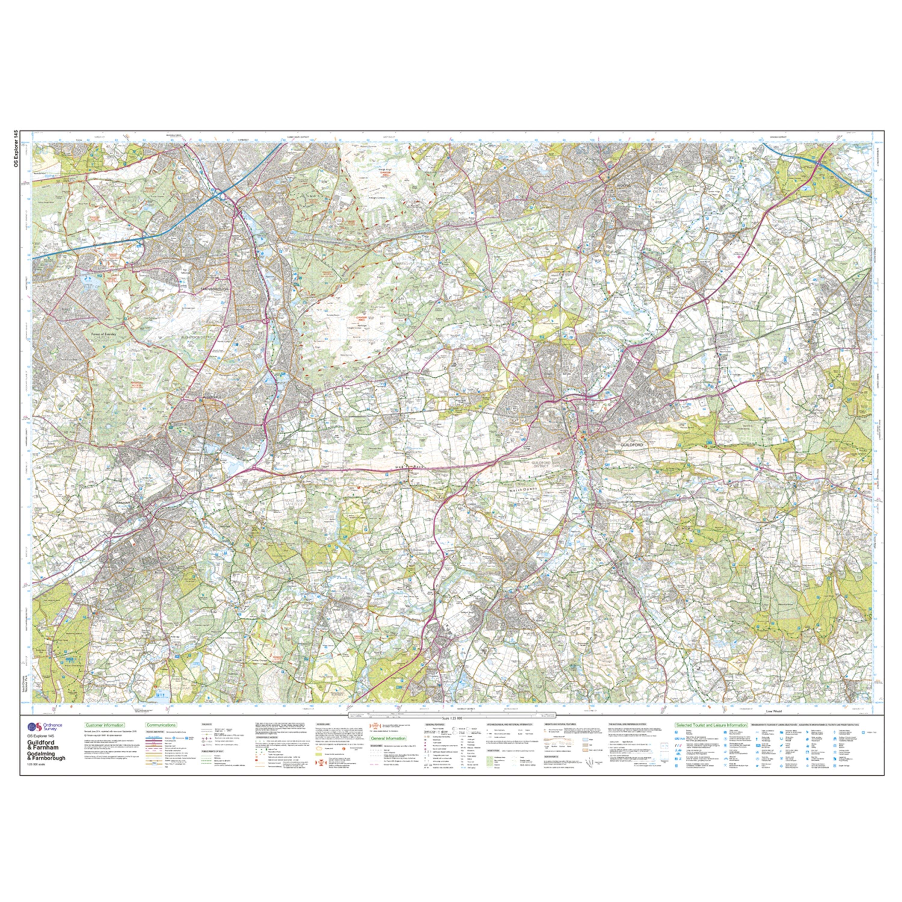 Explorer 145 Guildford & Farnham Map With Digital Version