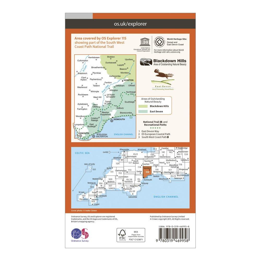 Explorer Active 115 Exmouth & Sidmouth Map With Digital Version