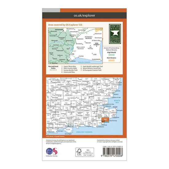 Explorer Active 125 Romneys Marsh, Rye & Winchelsea Map With Digital Version