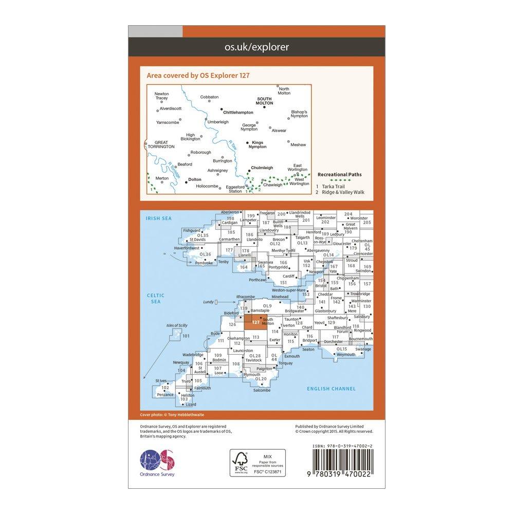 Explorer Active 127 South Molton & Chulmleigh Map With Digital Version