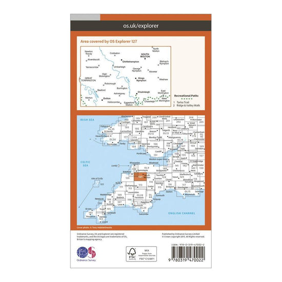 Explorer Active 127 South Molton & Chulmleigh Map With Digital Version
