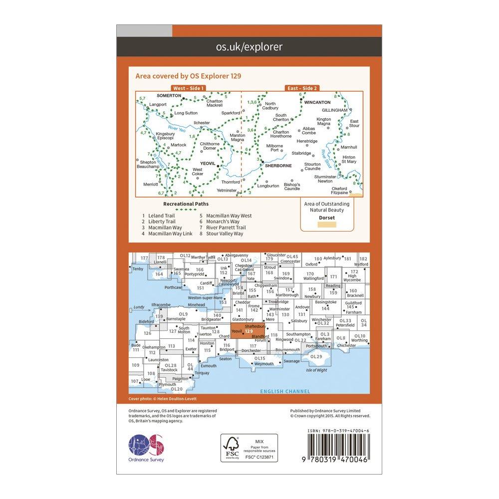 Explorer Active 129 Yeovil & Sherbourne Map With Digital Version