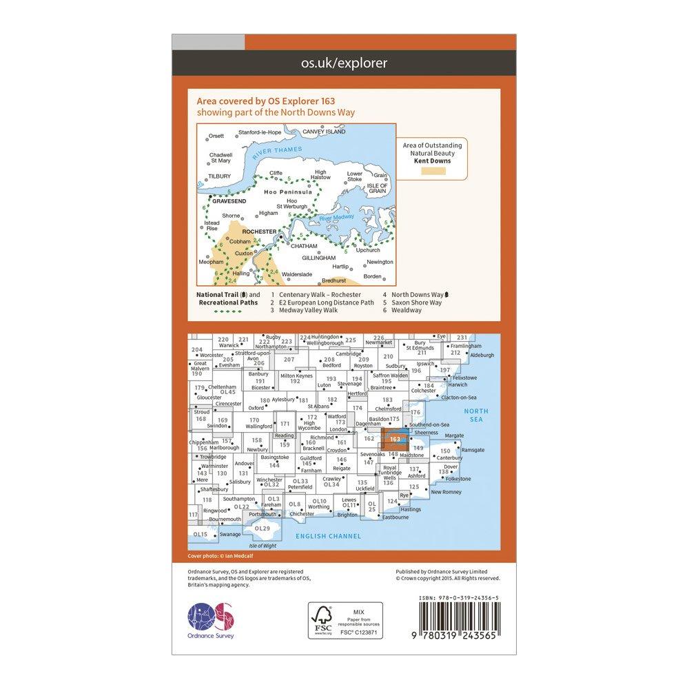 Explorer 163 Gravesend & Rochester Map With Digital Version