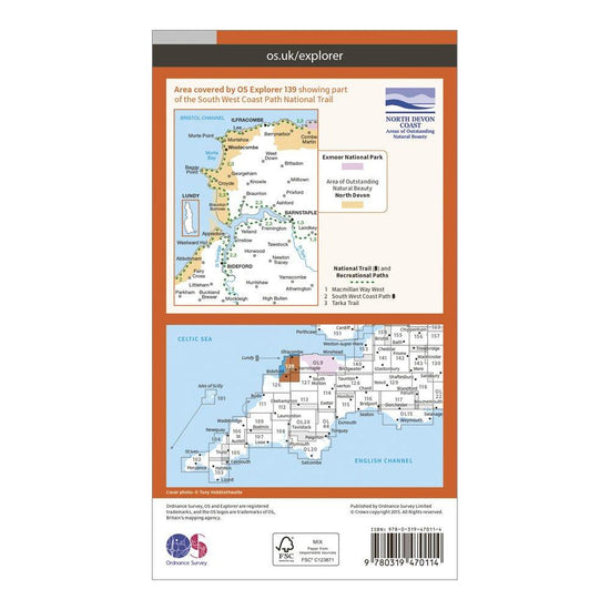 Explorer Active 139 Bideford, Ilfracombe & Barnstaple Map With Digital Version