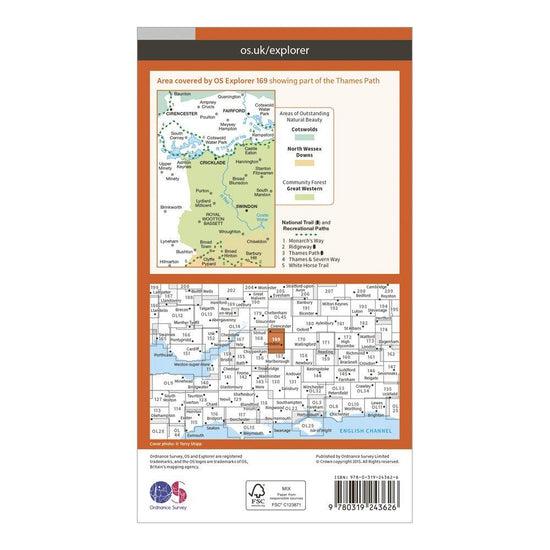 Explorer 169 Cirencester & Swindon Map With Digital Version