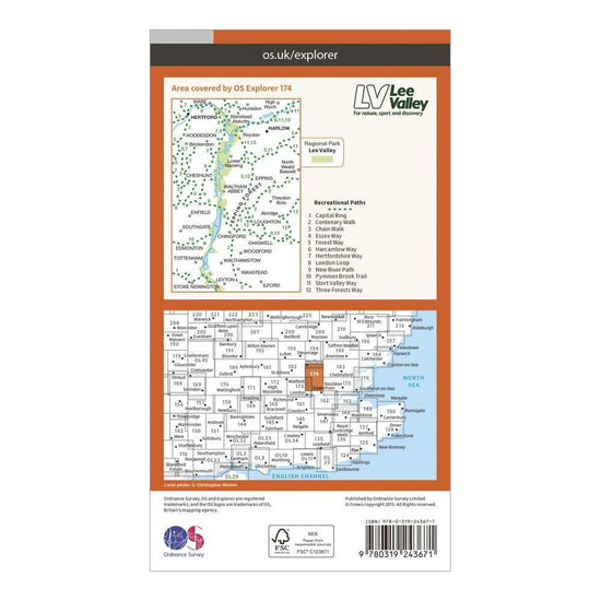 Explorer 174 Epping Forest & Lee Valley Map With Digital Version