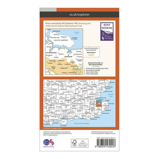 Explorer Active 149 Sittingbourne & Faversham Map With Digital Version