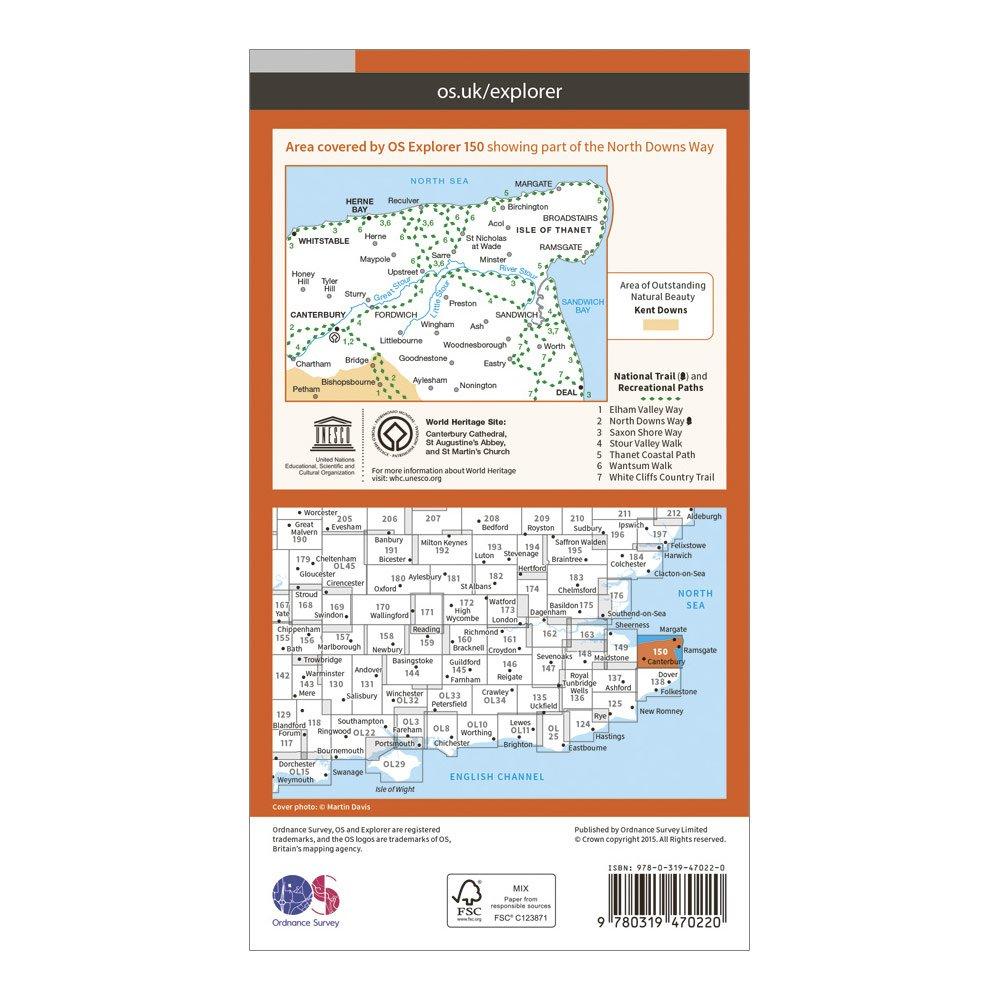 Explorer Active 150 Canterbury & The Isle of Thanet Map With Digital Version