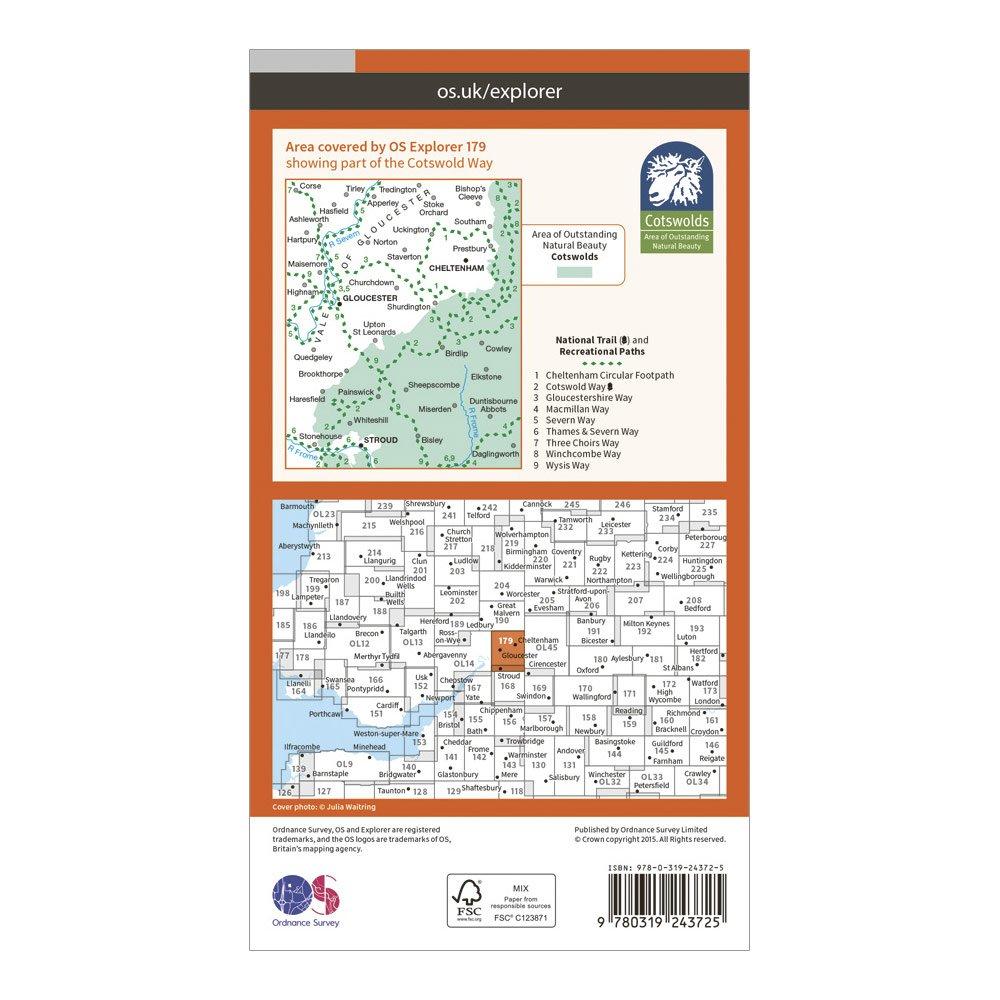 Explorer 179 Gloucester, Cheltenham & Stroud Map With Digital Version