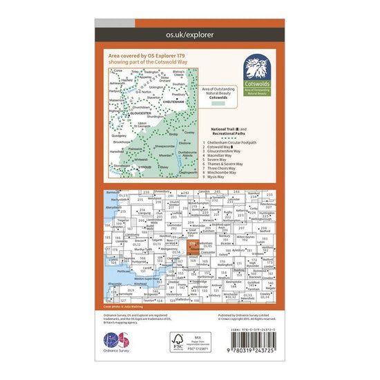 Explorer 179 Gloucester, Cheltenham & Stroud Map With Digital Version
