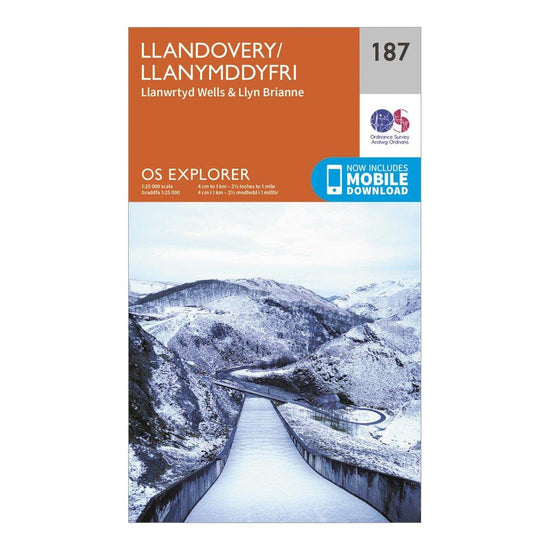 Explorer 187 Llandovery, Llanwrtyd Wells & Lyn Brianne Map With Digital Version